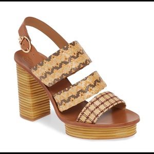 Tory Burch Patos Woven Raffia Platform Sandals